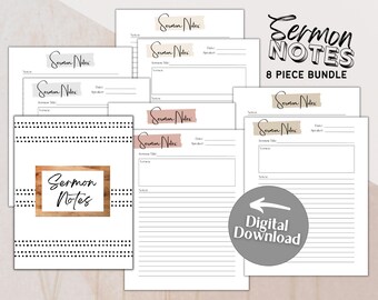 Predigt Kirche Notizen Printable | Digitaler Download | Bibelstudien Notizen | Kirche Druckbares Notizbuch | Christliche Journal Vorlage | GoodNotes
