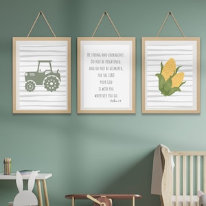 Farm Boy Room Prints | Set of 3 Boys Nursery | Tractor Nursery Decor | Tractor Wall Decor | Bible Verse Boys Room | Bible Verse Wall Prints