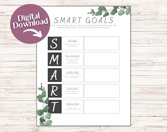 SMART Goal Planner, Printable Goal Template, S.M.A.R.T. Goal Sheet, Digital Download, PDF Printable