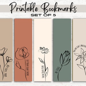Printable Bible Bookmarks | Christian Bookmark Set | Book Lover Gift | Bookmarks for Women | Flower Bookmarks | Prayer Journal Bookmarks