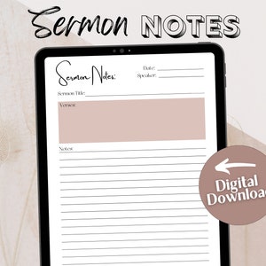 GoodNotes Sermon Church Notes | Digital Download | Bible Study Notes | Digital Church Notes | Christian Journal Template | GoodNotes PDF