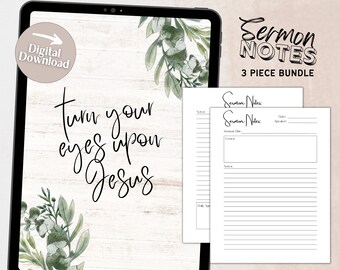 Predigt Kirche Notizen Printable | Digitaler Download | Bibelstudien Notizen | Kirche Druckbares Notizbuch | Christliche Journal Vorlage | GoodNotes