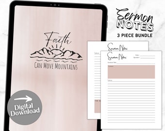 Predigt Kirche Notizen Printable | Digitaler Download | Bibelstudien Notizen | Kirche Druckbares Notizbuch | Christliche Journal Vorlage | GoodNotes