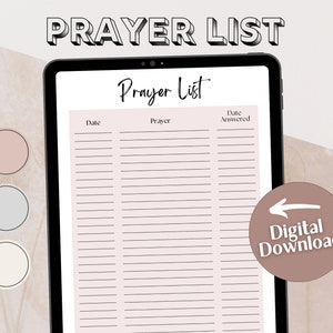 Prayer List Digital Printable | GoodNotes Prayer List | GoodNotes Prayer Journal | PDF Prayer Journal | Prayer List Sheet | Prayer List