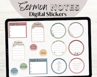 GoodNotes Sermon Church Notes Stickers | Digital Bible Stickers | Digital Christian Stickers | Faith Digital Stickers | GoodNotes Stickers