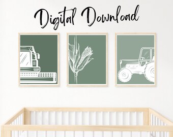 Bauernhof Jungen Raum Drucke | Bauernhof Nursery | Traktor Kinderzimmer Dekor | Bauernhof Fahrzeug Jungenzimmer | Kinderzimmer Poster | Traktor-Dekor für Jungenzimmer