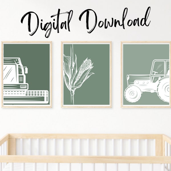 Farm Boy Room Prints | Farm Nursery | Tractor Nursery Decor | Farm Vehicle Boys Room | Toddler Wall Prints | Tractor Decor For Boys Room