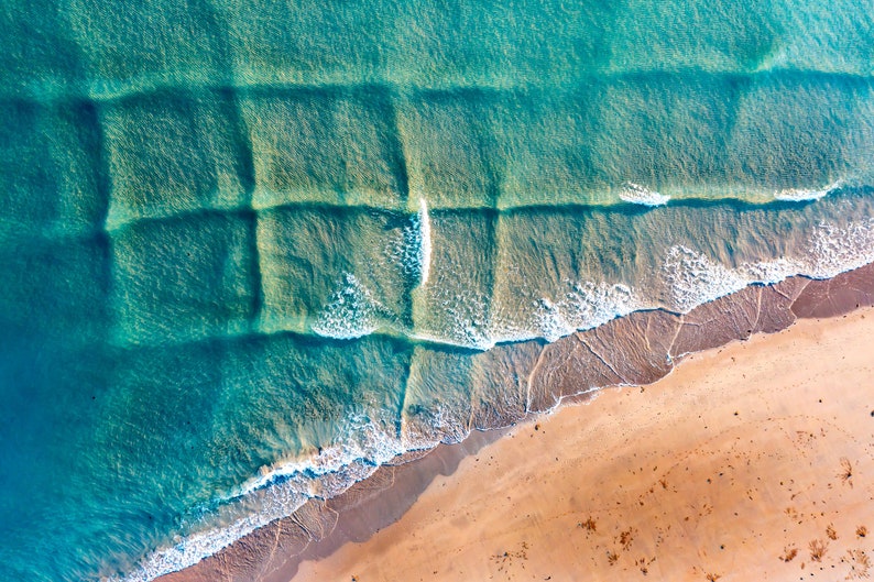 Australian Outback-Amazing Tropical Square Waves,SquareWaves,Cross Sea,AerialBeachPrint,TropicalOcean,Panorama,SurfArtPrint,Canvas Print image 1