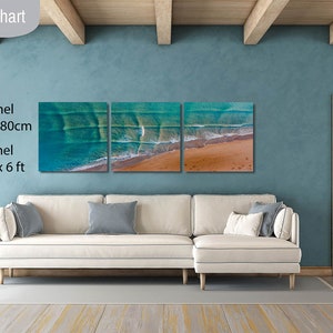 Australische Outback-verbazingwekkende tropische vierkante golven, vierkante golven, Cross Sea, luchtfoto strandprint, tropische oceaan, panorama, surfArtPrint, canvas print Canvas(3Panel)60x180 cm