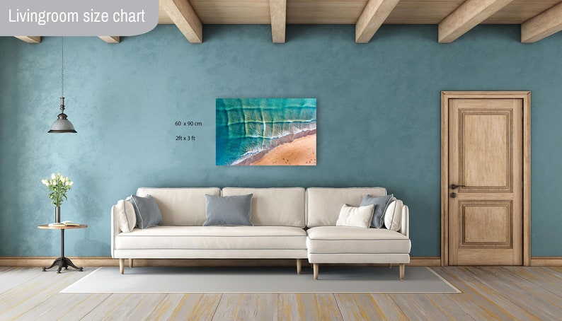 Australische Outback-verbazingwekkende tropische vierkante golven, vierkante golven, Cross Sea, luchtfoto strandprint, tropische oceaan, panorama, surfArtPrint, canvas print Canvas Print 60x90 cm