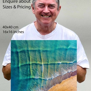 Australische Outback-verbazingwekkende tropische vierkante golven, vierkante golven, Cross Sea, luchtfoto strandprint, tropische oceaan, panorama, surfArtPrint, canvas print Canvas Print 40x40 cm