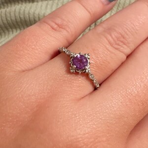 Vintage Alexandrite Engagement Ring: White Gold Art Deco Promise Ring