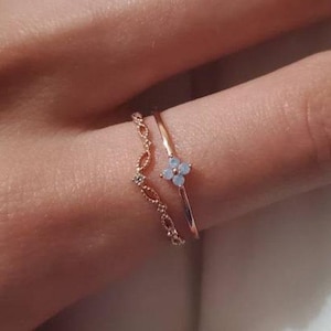 Beaded Blossom Ring: 14k Gold, Pink & Blue Cubic Zirconia