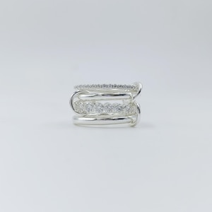 14KGF Gold Multi Link Connected Ring, Chunky Gold Ring, Gold Ring Set, Eternity Statement Ring, Interlocking Ring, 1/20 14K Stamped