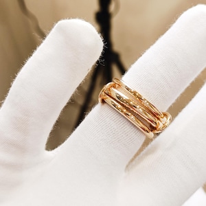Heavy Fit Two Tone Link Connected Rings, SIlver Interlocking Ring, Gold and Silver Statement Ring, Light or Heavy Fit