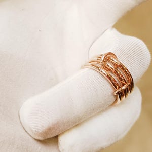 Two-Tone Connected Rings: 14KGF Gold and Sterling Silver Stacking Ring