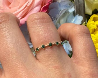 Emerald Ring Gemstone Ring Emerald Jewelry Gift for Her Gold Ring Stacking Ring May Birthstone Ring Engagement Ring 10k/ 14k/ 18k Solid gold