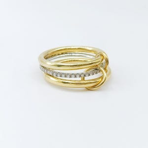 New Sia Ring 14KGF Gold Multi Link Connected Ring Chunky Gold Ring Gold Ring Set Eternity Statement Maximalist Interlocking Ring