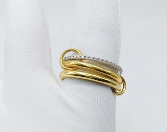 Set di anelli multi-link riempiti in oro 14K: fascia dell'eternità in argento sterling