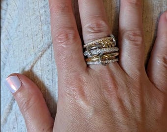 Bague multi-anneaux remplie d'or 14 carats : argent sterling, accent moissanite