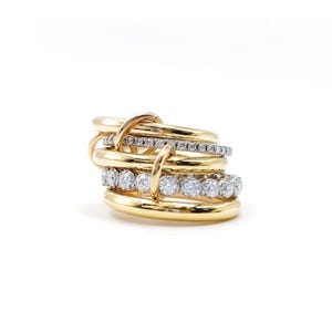14KGF Gold Eternity Multi Link Connected Ring, Circle Plain Eternity Ring 14KGF Gold Eternity Multi Link Connected Ring, Two Tone rings