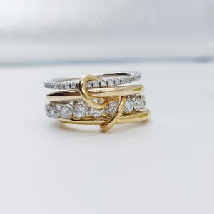 14KGF Gold Eternity Multi Link Connected Ring, Circle Plain Eternity Ring