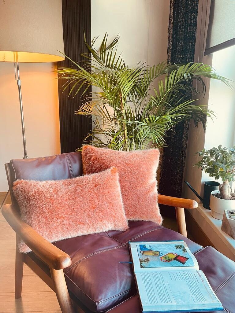 Faux Fur Decorative Throw Pillow Cover in Orange for Living Room and Bedroom Decor Housewarming Gift Etsy