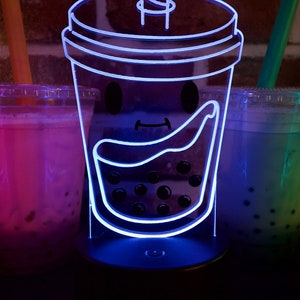 Boba Lamp Boba Neon Light RGB Color Sign Hologram Light Kawaii Decor image 3