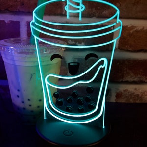 Boba Lamp Boba Neon Light RGB Color Sign Hologram Light Kawaii Decor image 5