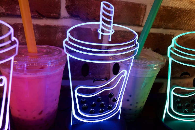 Boba Lamp Boba Neon Light RGB Color Sign Hologram Light Kawaii Decor image 6