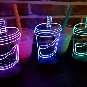 Boba Lamp Boba Neon Light RGB Color Sign Hologram Light Kawaii Decor image 8