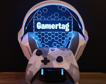 Personalized Controller Stand | Light Up | Xbox Series X/S PlayStation 4/5 Nintendo Switch | RGB Controller and Headset Stand