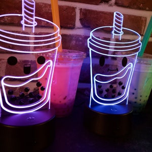 Boba Lamp Boba Neon Light RGB Color Sign Hologram Light Kawaii Decor image 4