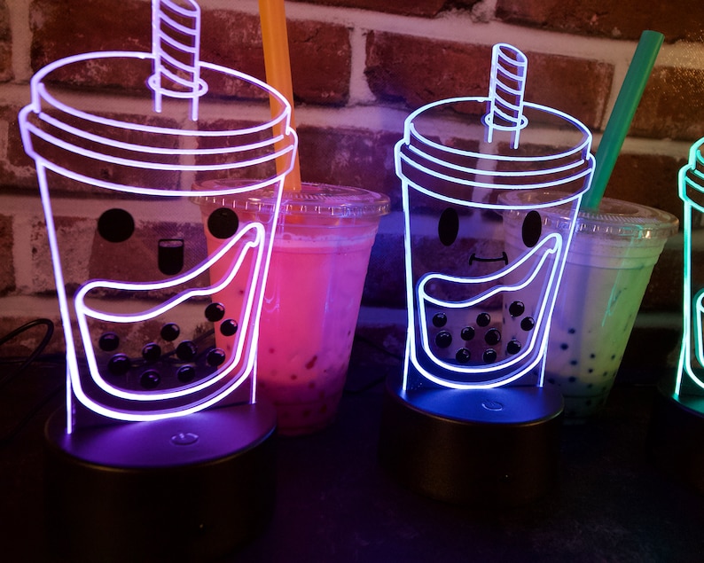 Boba Lamp Boba Neon Light RGB Color Sign Hologram Light Kawaii Decor image 4