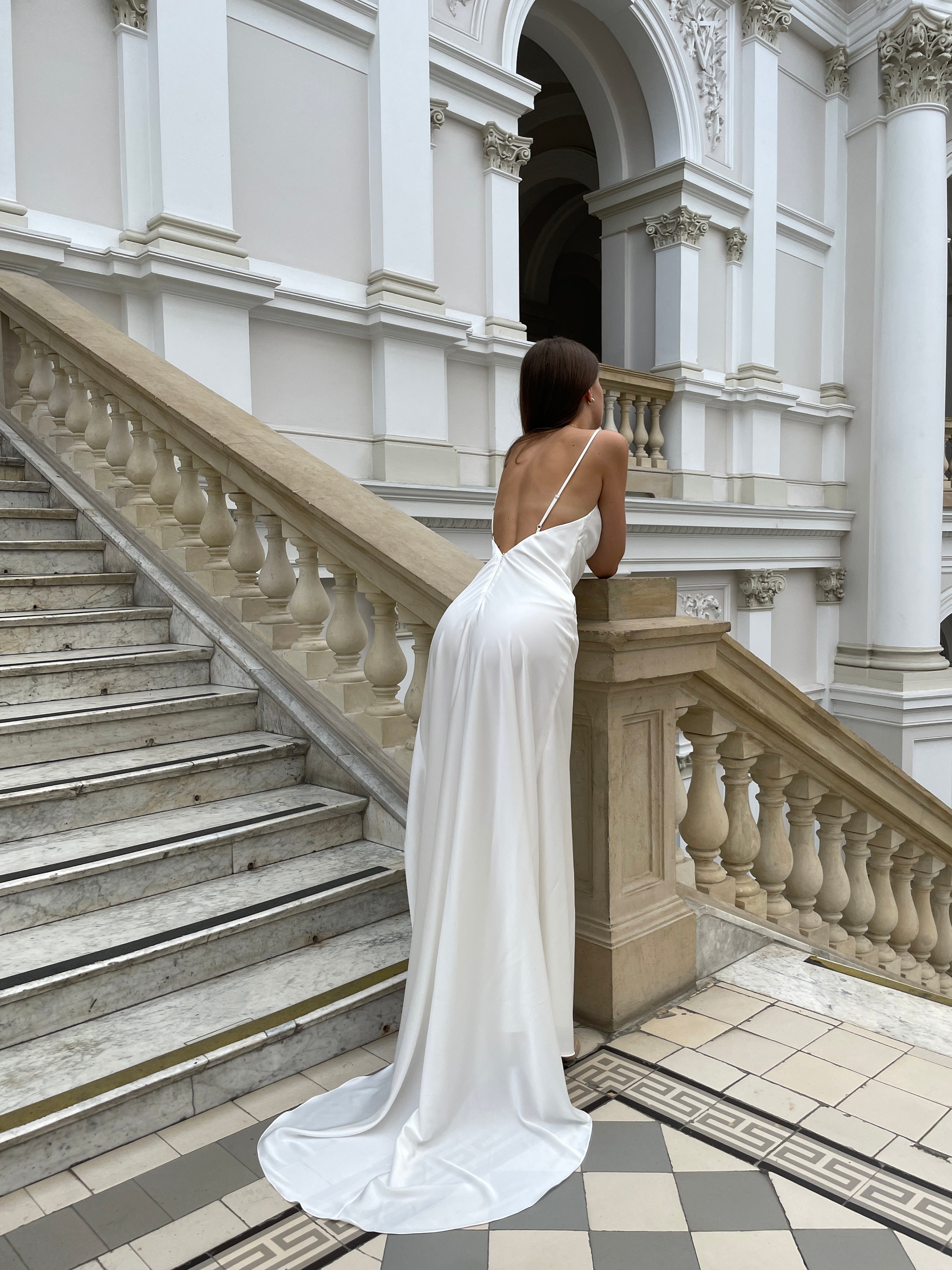 Lulu's Fancy White Double Long Slits Deep Cleavage Maxi Dress , Open Back,  Sexy Event Dress, Fantasy Nightdress , Erotic Dress -  Norway