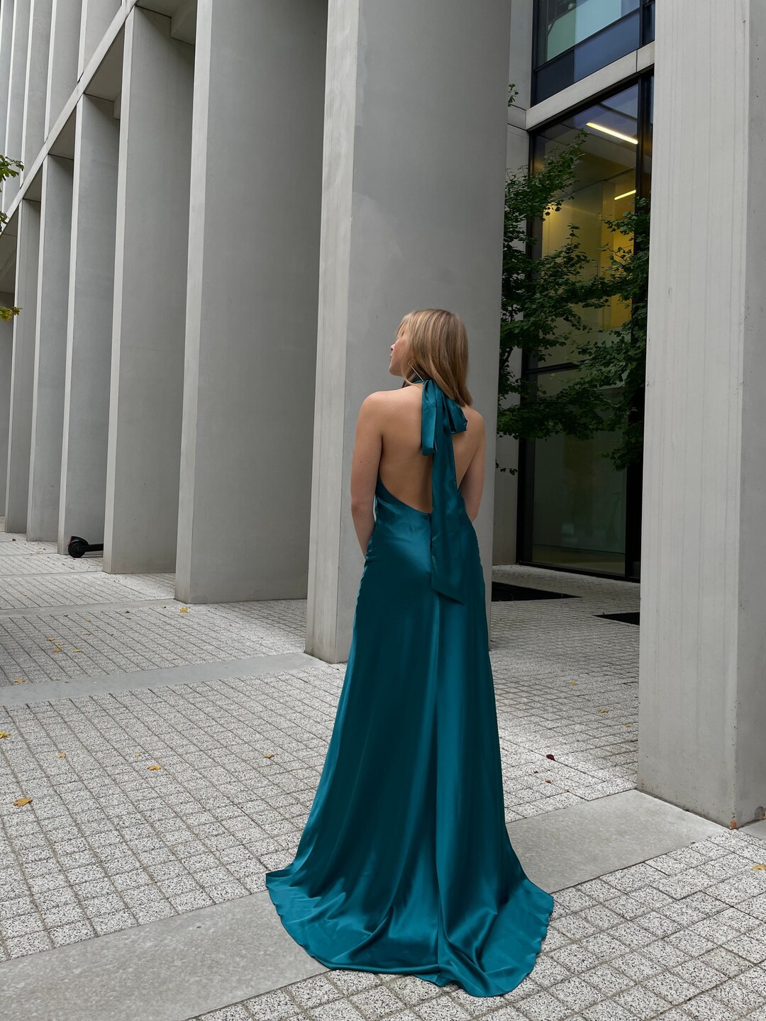 Vestido de dama de honor con cuello halter Vestido de novia