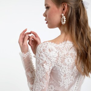 Beach wedding dress for Bride  Long Sleeve lace boho wedding dress Long chiffon wedding gown Bohemian bridal style