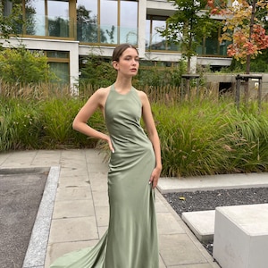 st louis bridesmaid dress shops Black Satin Halter Bowknot Unique Tea Length Prom Bridesmaid Dress main image 1
