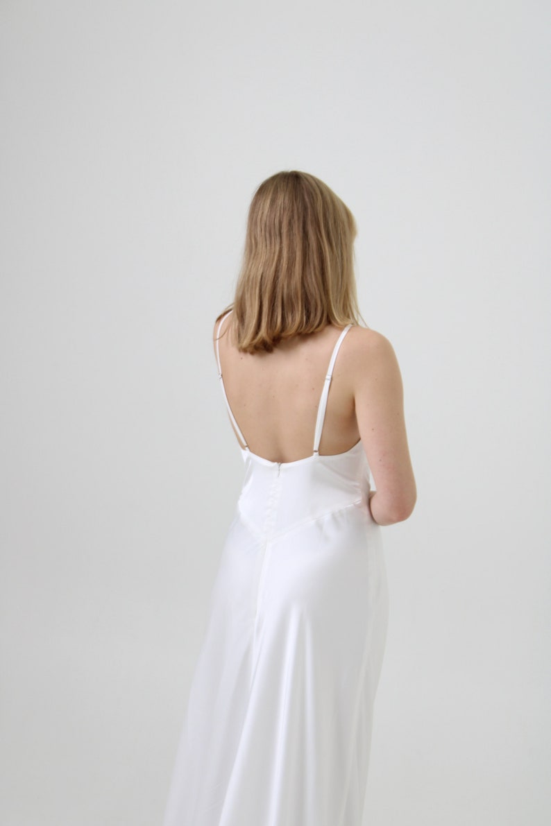 Simple wedding slip dress with cowl neck Maxi cocktail dress Minimalist ivory dress Beach wedding Wedding gown dress Bridemaides silk dress image 4