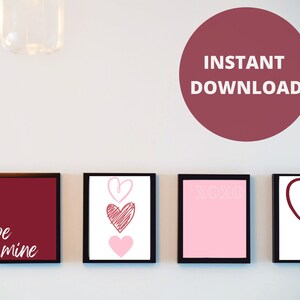Valentine&#39;s Day Wall Art | Prints | Set of 4 | Wall Art Bundle | Bedroom Decor | Living Room Decor