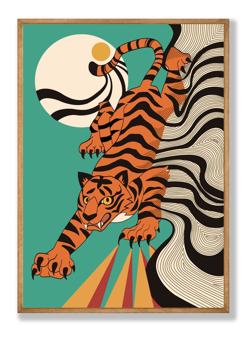 Abstract Tiger Wall Art Printable Wall Art Boho Wall Art Etsy