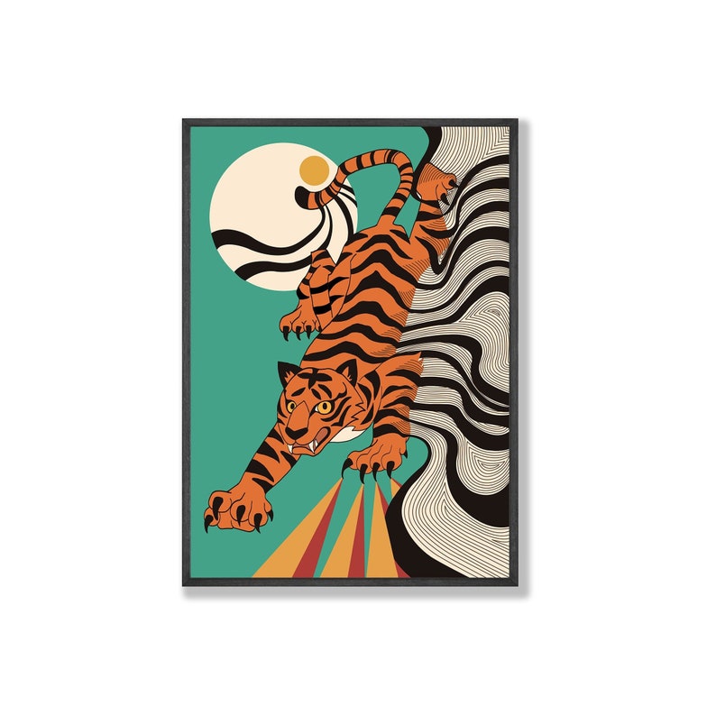 Abstract Tiger Wall Art Printable Wall Art Boho Wall Art Etsy