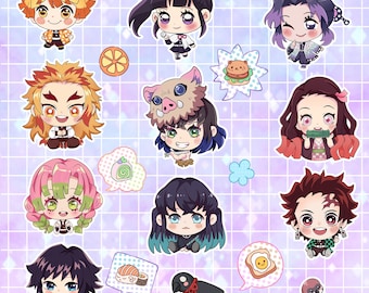 Pegatinas chibi de anime, diseño para imprimir, pegatinas para agenda, paquete de imágenes prediseñadas para planificador (descarga digital)