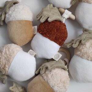 Acorn toy organic cotton rattleorganic cotton soft toy creative soft toy woodland baby shower gift forest plushie eco-friendly toy image 7