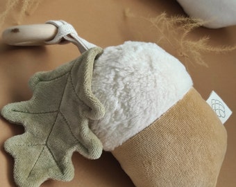 Jouet gland | hochet en coton biologique | peluche en coton biologique | peluche créative | cadeau de baby shower des bois | peluche forêt | jouet écologique