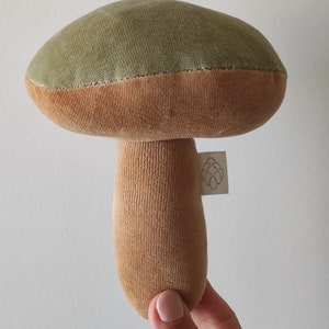 Mushroom toy mushroom rattle toy organic cotton toy creative soft toy forest baby shower baby gift image 1