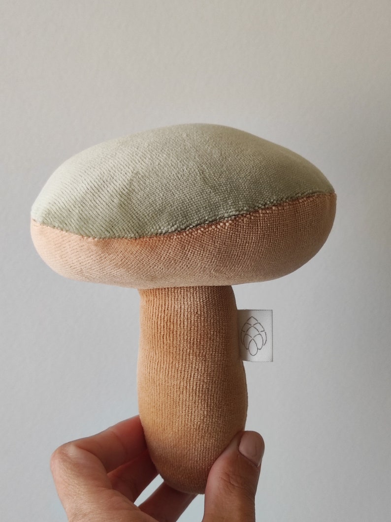 Mushroom toy mushroom rattle toy organic cotton toy creative soft toy forest baby shower baby gift image 4
