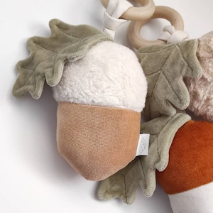 Acorn toy organic cotton rattleorganic cotton soft toy creative soft toy woodland baby shower gift forest plushie eco-friendly toy image 4