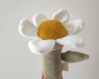 Daisy |flower rattle toy |organic cotton toy| creative soft toy | daisy flower rattle| daisy toy for baby| flower toy |daisy flower toy |toy