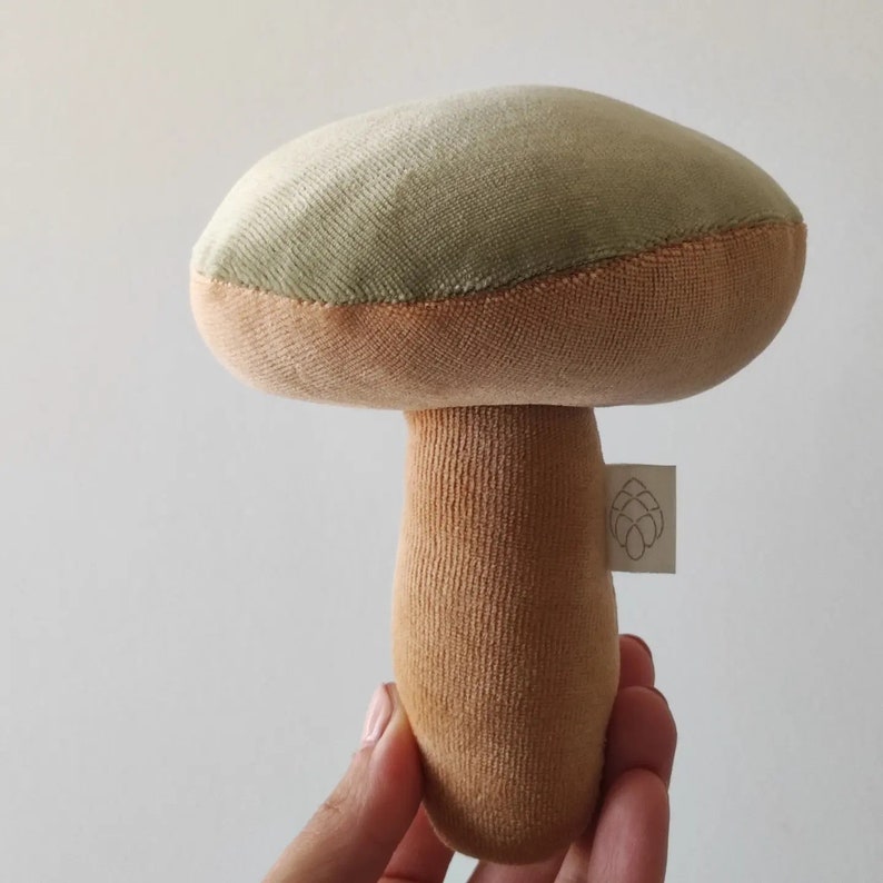 Mushroom toy mushroom rattle toy organic cotton toy creative soft toy forest baby shower baby gift image 2